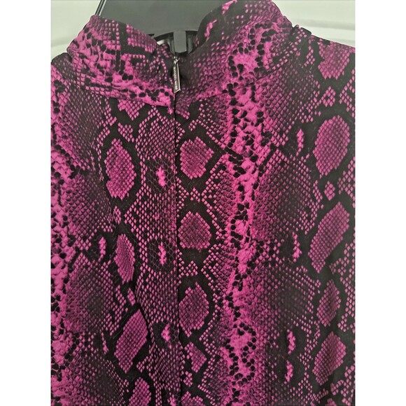 Michael Kors Women's Snakeskin-Print Chain-Belt Sleeveless Midi Dress Fuchsia S - Picture 13 of 15